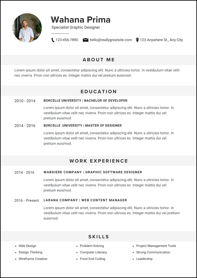 Black and White CV